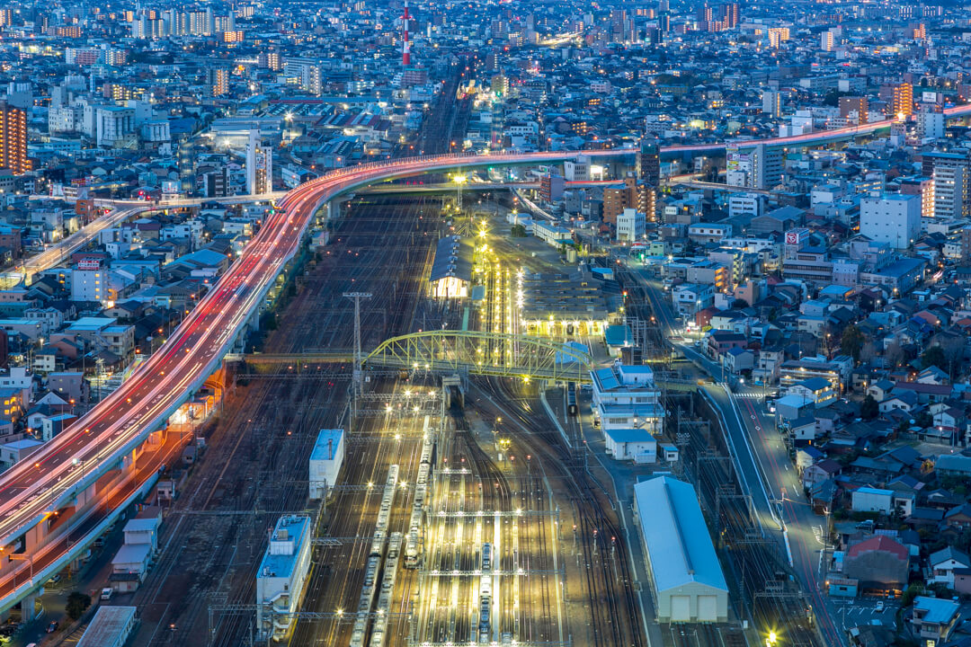 名古屋プリンスホテルスカイタワーから撮影した西側の夜景